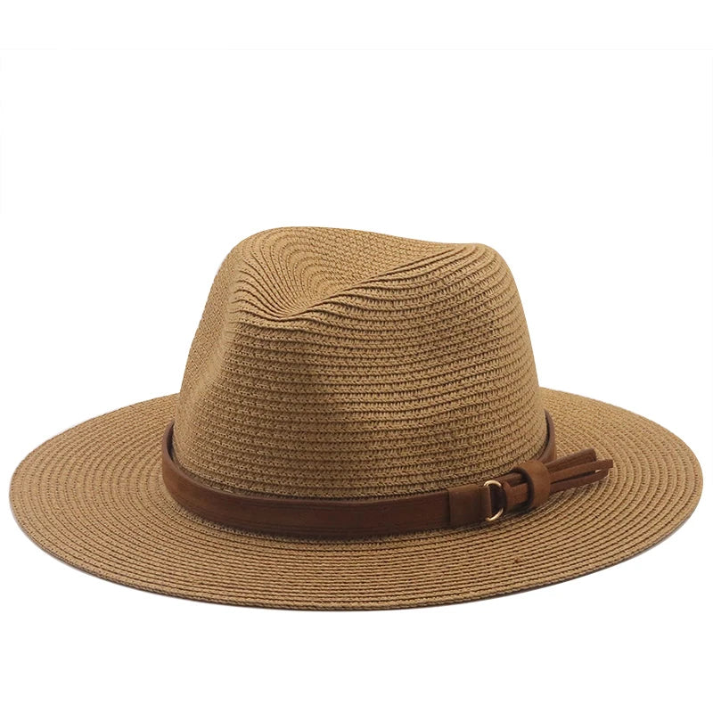 Luxury diamond Panama Soft Shaped Straw Hat Summer Women Wide Brim Beach Sun Cap UV Protection Girl Fedora Hat