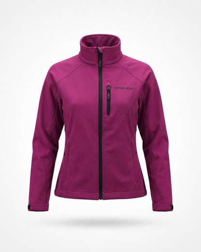 ContendHer Softshell Jacket in berry, front view